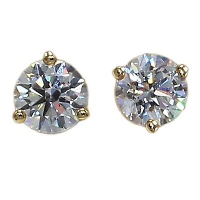 Aretes de diamantes de oro amarillo de 14 K, aretes de diamantes creados en laboratorio de 0,75 CTTW Foto 1 de 2