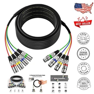 Multilayer Shielded 25 Ft XLR Cable - Color-Coded 4-Channel for Studios & Events - Picture 1 of 8