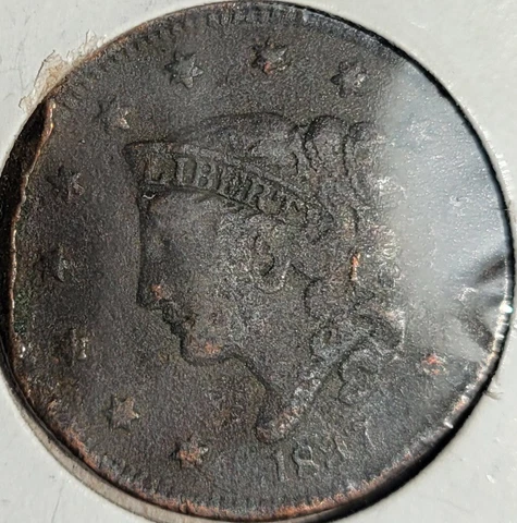 1837 Coronet Liberty Head Large Cent, Head Of 1838 Cover