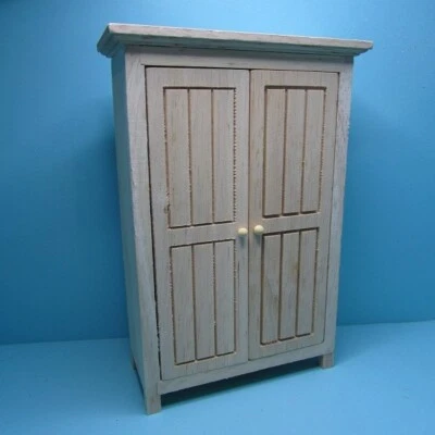 Dollhouse Miniature Wood unfinished Armoire Cabinet Wardrobe Bead Board B8687 - Image 1 of 4