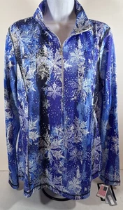 SnoSkins Top Women XL Print 1/4 Zip Pullover Long Sleeve Microfiber Sport - Picture 1 of 9