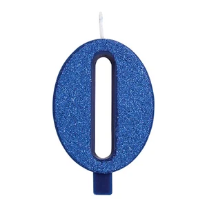 CANDELA numero 0 BLU GLITTER - candelina in cera per torta - Foto 1 di 1
