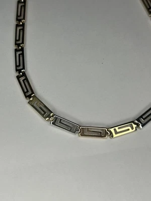 Excelente regalo de señora! Collar diseño llave griega oro macizo 9ct tricolor 16,5 pulgadas  Foto 1 de 4