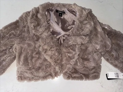 AGB Piel Sintética Mujer M Cortado Capelet Encogerse de hombros Chal Marrón Lentejuelas Silencioso Lujo Foto 1 de 4