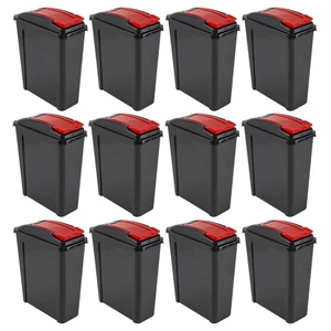 [Set of 24] 25L Heavy Duty Plastic Recycle Bin with Lid Kitchen Home Office Bulk - Picture 1 of 10