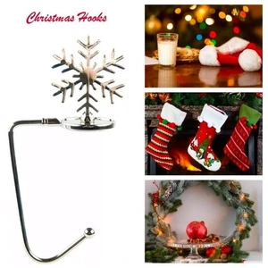 8 Stück Silber Schneeflocke Kamin Weihnachten Strumpf Halter Zinklegierung Haken - Bild 1 von 4