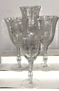 4 COPAS DE AGUA Cambridge ROSE POINT CRISTAL 8 1/4" - 10 OZ #3500 - Imagen 1 de 2