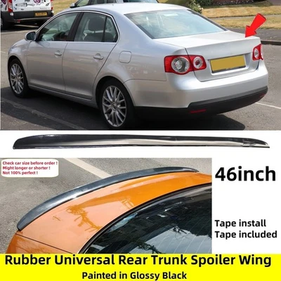 46'' For VW Jetta MK5 06-10 Gloss Black Rear Trunk Spoiler Wing Rubber Universal - Image 1 of 4