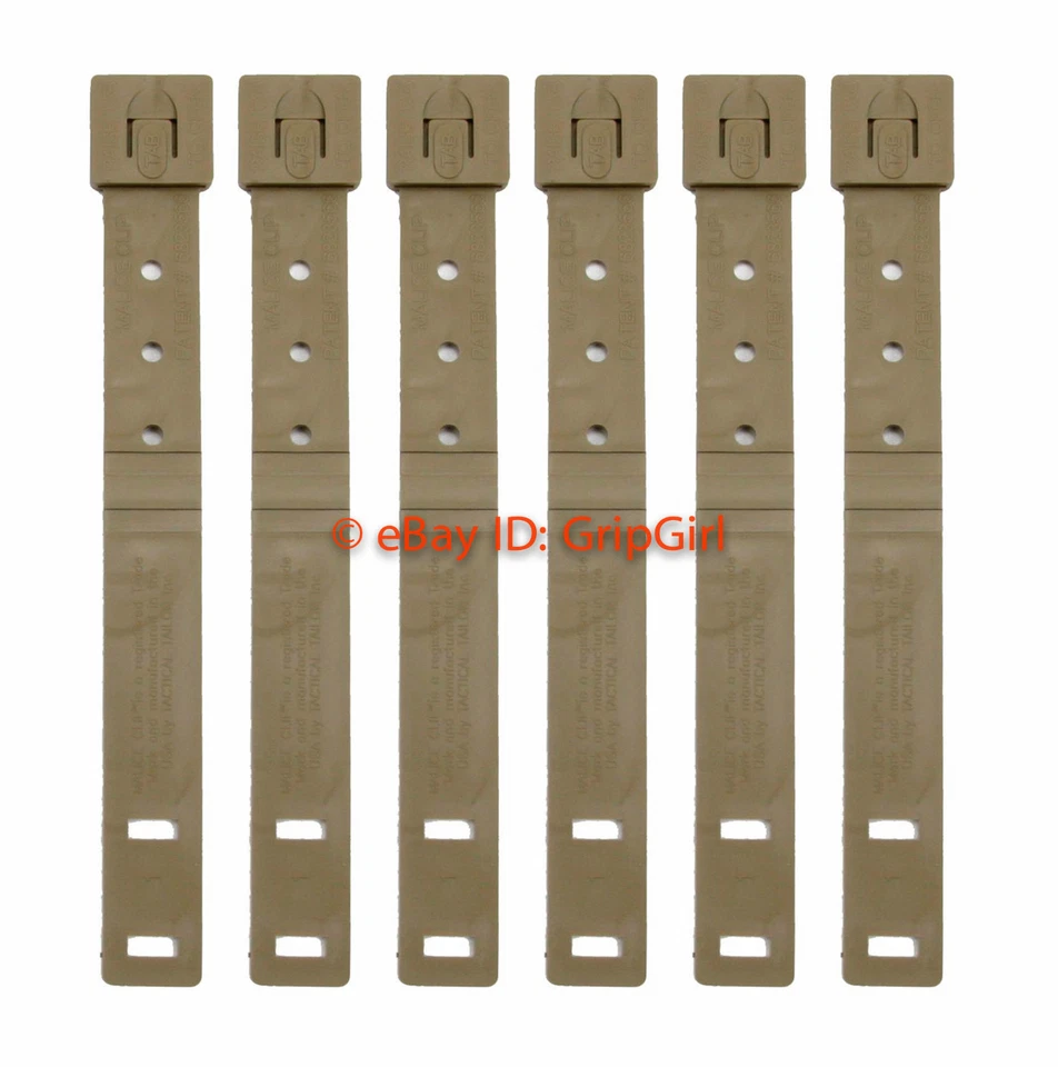 6x Tactical Tailor MOLLE Corto Coyote MALICE Clips, Kydex Funda Cinturón Lazos NUEVO Foto 1 de 1