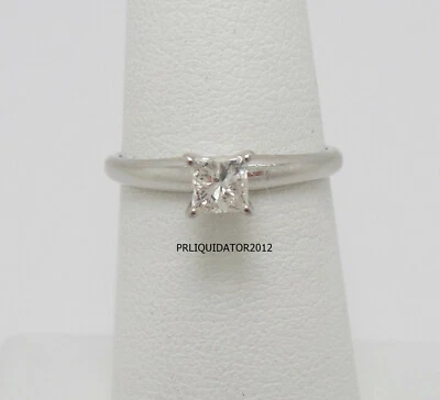 1/3CT Natural Princess Diamond Solitaire Engagement Wedding Ring 14K White Gold - Image 1 of 4