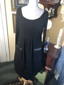 PHOEBE COUTURE BLACK SHIFT DRESS-ZIP UP POCKETS WITH BACK ZIPPER-SIZE8!!! - Picture 1 of 8