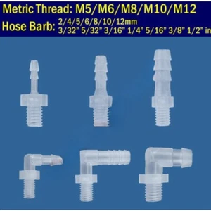 Zoll in Kunststoff metrisch Außengewinde auf Schlauch Widerhaken Fitting Verbinder Rohr Adapter - Bild 1 von 43
