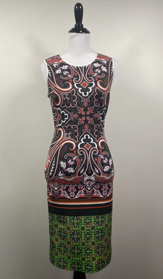 Vestido Clover Canyon XS Negro Blanco Verde Tejido Buceo Bodycon Ajustado Geométrico Foto 1 de 4