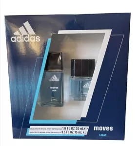 Adidas Moves for Him Eau de Toilette Spray 2 Piece Gift Set 1.0 FL oz & 0.5 FL - Picture 1 of 2
