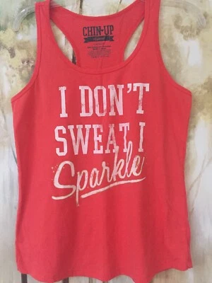 Спортивная майка I Dont Sweat I Sparkle Coral ~ одежда для подбородка — женская средний размер - Изображение 1 из 4