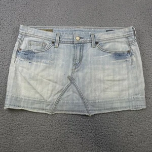 CITIZENS OF HUMANITY Denim Embroidered LOVE #373 Mini Skirt Stretch Size 32 USA - Picture 1 of 16