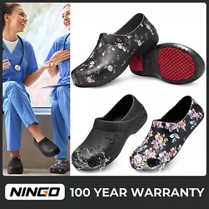 NINGO Women's Non Slip Chef Shoes Oil Resistant Kitchen Shoes Nurse Shoes Clogs - Picture 1 of 50