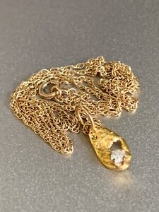 Estate 14k Gold and Diamond Nugget Pendant On Chain Necklace Estate Fresh!