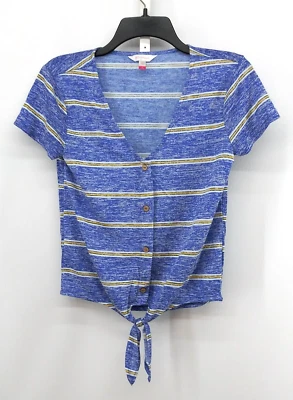 Camisa No Boundaries Mujer Junior Talla M Azul Rayas Corbata Nudo Abotonada Top Foto 1 de 4