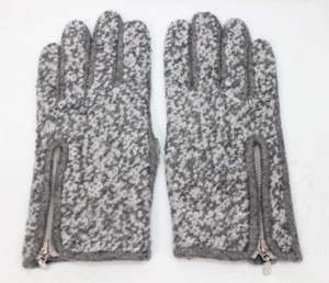 Nordstrom Womens Gray White Zip Boucle Touchscreen Gloves Wool Blend M - Picture 1 of 9