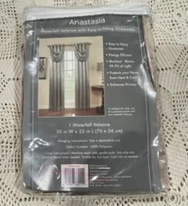 1 VALANCE SWAG WATERFALL BLACKOUT ROD POCKET FOAM LINED WINDOW DECOR CURTAIN - Picture 1 of 10