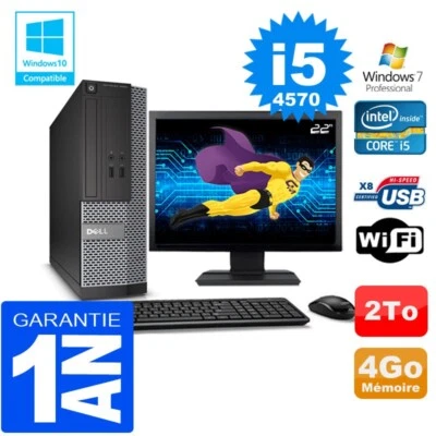 PC DELL 3020 SFF Core I5-4570 Ram 4Go Disque 2 To Wifi W7 Ecran 22" - Bild 1 von 4
