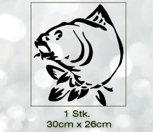 Carpe 30x26cm Autocollant de Voiture Vinyl Sticker Decal La pêche au carpe Auto - Photo 1/3
