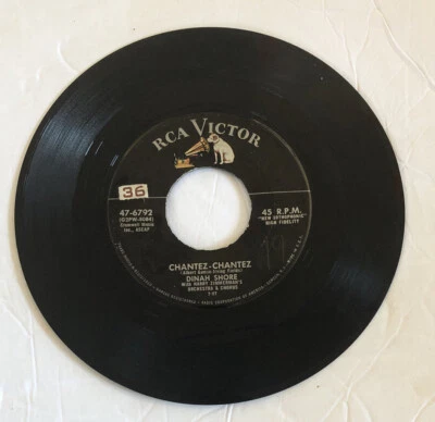 Dinah Shore 1957 CHANTEZ-CHANTEZ/ HONKEYTONK HEART 7” Single 45 RCA 47-6792 — 第 1/2 张图片