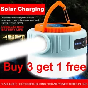 Solar Camping Tent Light Rechargeable LED Flashlight Power Torch Lantern Lamp US - Picture 1 of 13