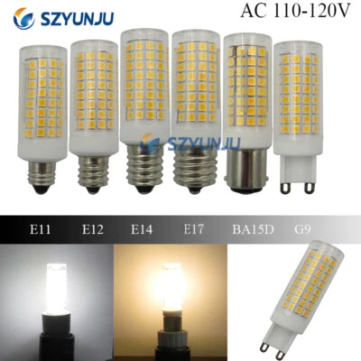 10W LED Bulb G9 E11 E12 E14 E17 BA15D 110V 102LED 2835 Ceramic Light dimmable - Image 1 of 4