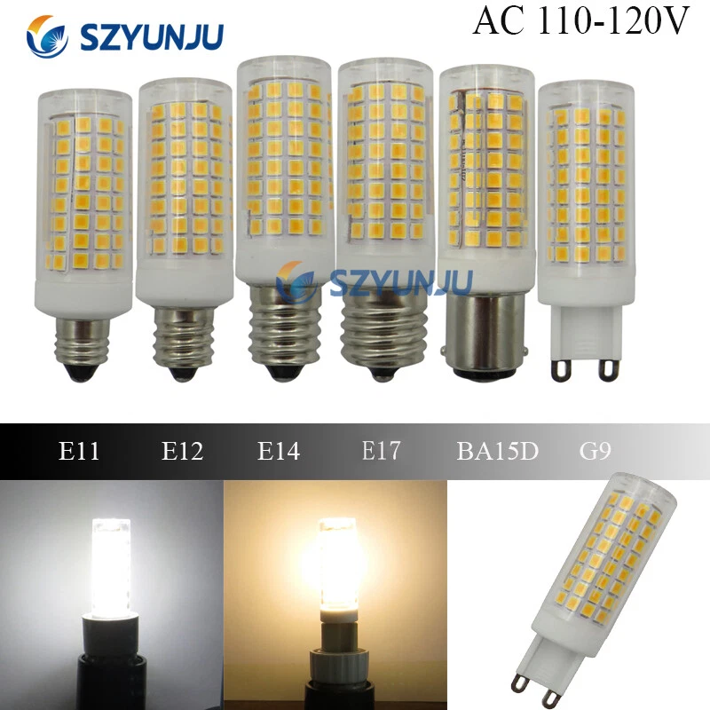 10W LED Bulb G9 E11 E12 E14 E17 BA15D 110V 102LED 2835 Ceramic Light dimmable - Image 1 of 4