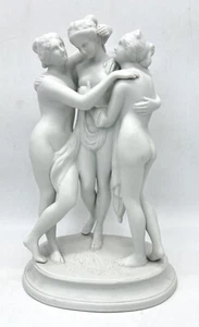 Die drei Gnaden Statue Töchter des Zeus griechische Skulptur aus weißem Porzellan - Bild 1 von 5