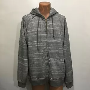 Sudadera con Capucha Lucky Brand Para Hombres XL Gris Mezcla de Algodón Rayado Cremallera Completa NUEVA - Imagen 1 de 5
