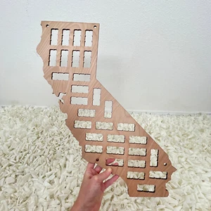Künstler Handarbeit LASERGESCHNITTENES HOLZ KALIFORNIEN KARTE SCHILD Wohndeko Bild Souvenir - Bild 1 von 7
