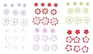 FLORELLA Papier-Blüten Design l und ll Sticker Blumen mit Glitzerstein Wichtel - Bild 1 von 13
