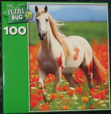 NEW Factory Sealed HORSE Prancing in the Poppies 100 piece Puzzle Free Ship ! - Image 1 of 2