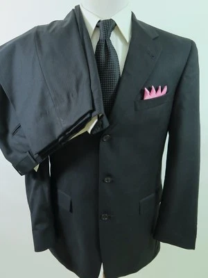 Daniel Cremieux Loro Piana Italy Wool Black Textured Mens Suit 40L 34x31 EUC USA - Image 1 of 4