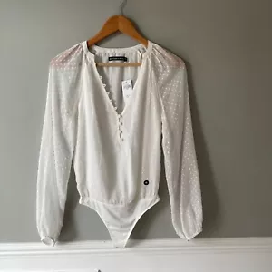New Abercrombie & Fitch Blouse Top Cami XS Long Sleeves £52 White Body Sheer - Picture 1 of 7
