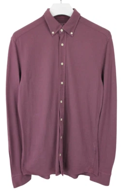 Camicia Slim Fit Piquet Tinta Gment HACKETT Uomo Viola Taglia MEDIA - Immagine 1 di 4