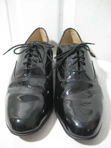Sanders Andy Black Patent Leather Men's Oxfords Shoes Size 8.5 Made In England. - Picture 1 of 19