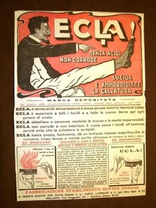 Pubblicità del 1916 Lucidante per calzature Ecla! Stabilimento Bovisa Milano - Picture 1 of 1