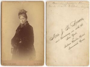 LADY IN FUR COAT + HAT BY MRS. LEWIS, GREENWICH, CONN., CABINET PHOTO