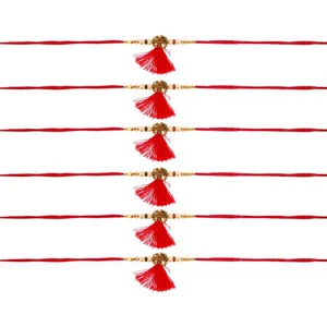 6x Rakhi Thread Bracelet Shree Radhe Raksha Bandhan Rakhi Tassel Wrist Band Dora - Picture 1 of 2