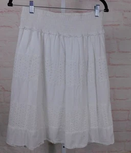 Gonna midi Studio West bianca con occhielli M 100% cotone conchiglia elastico in vita made in - Foto 1 di 12