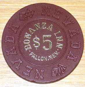 Bonanza Inn Casino Fallon Nevada $5 Chip 1976 70's Era Gambling Collectible - Picture 1 of 3