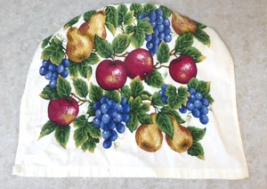 Home Decor' Kitchen Hanging Towel Apples, Grapes, & Pears White Crochet Top NEW - Picture 1 of 2