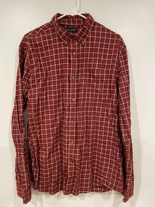 Camisa Banana Republic Para Hombres Alta Grande Roja Franela a Cuadros Abotonada Ajuste Desacogido - Imagen 1 de 7