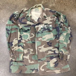 Vintage US Army BDU Jacket Mens Large Regular Airborne Camo 80s 90s With Patches - Picture 1 of 12