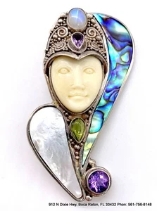 Broche colgante de plata esterlina 925 concha de abulón de diosa de abulón Sajen - Imagen 1 de 9