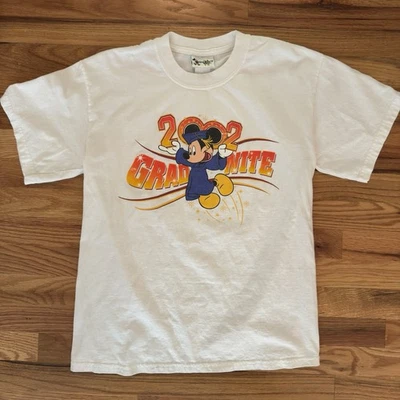 Vintage Y2K 2002 Disney Grad Nite Double Sided T Shirt Size Small Mickey Retro - Image 1 of 4
